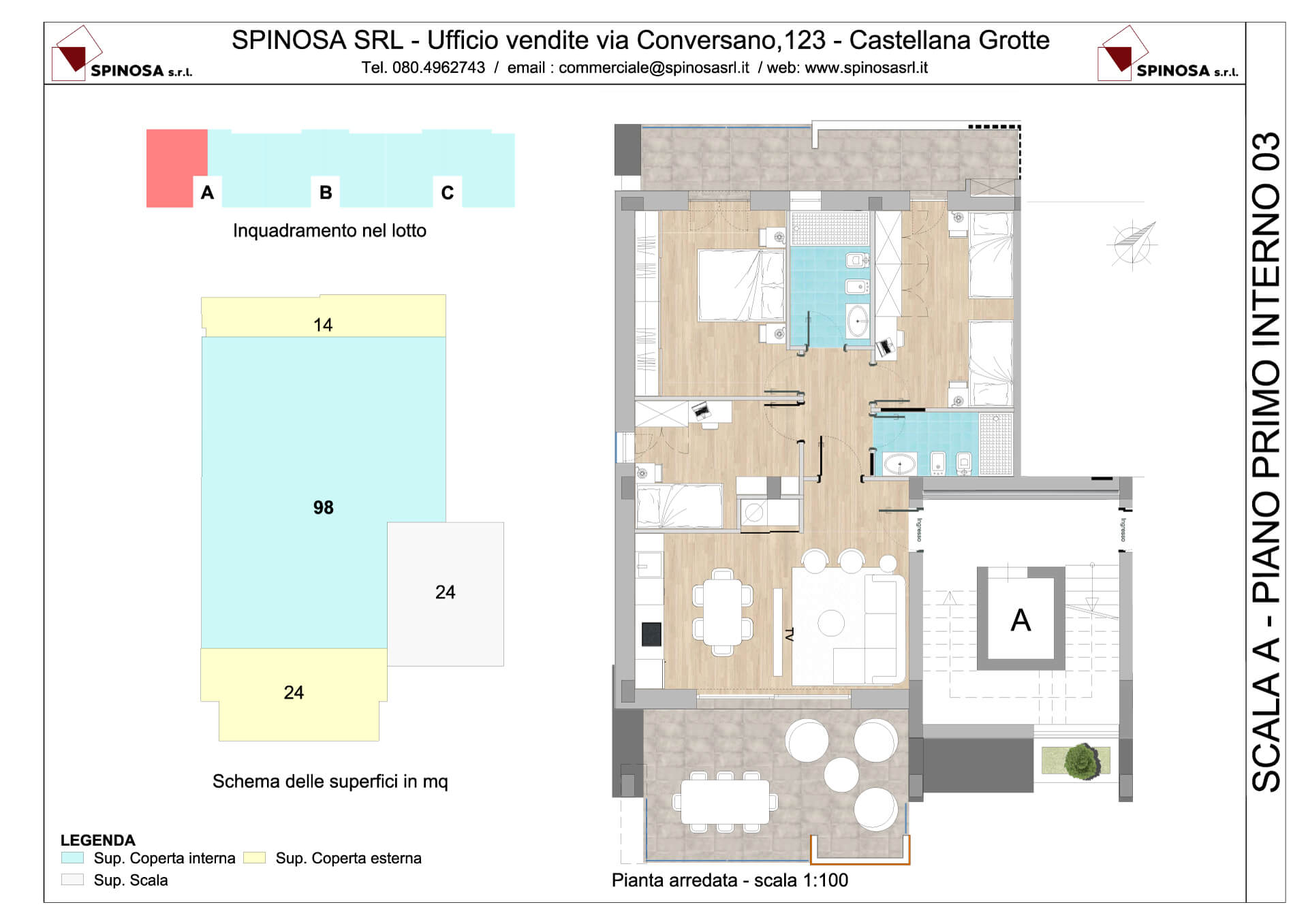 Primo Piano - Scala A - residence Habitat a Monopoli - zona San Marco - Esempio di disposizione Appartamenti classe A4+ - Spinosa srl