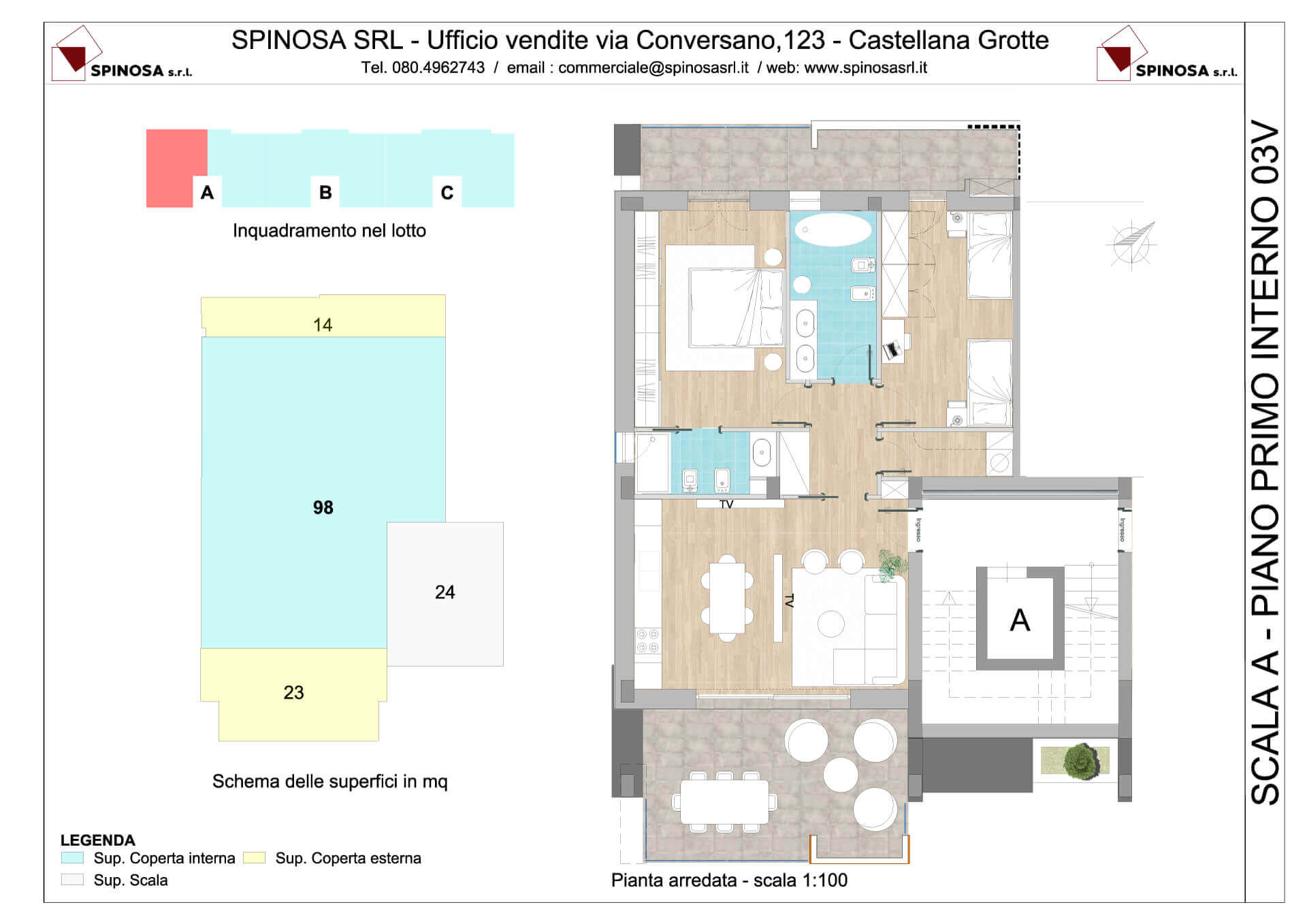 Primo Piano - Scala A - residence Habitat a Monopoli - zona San Marco - Esempio di disposizione Appartamenti classe A4+ - Spinosa srl