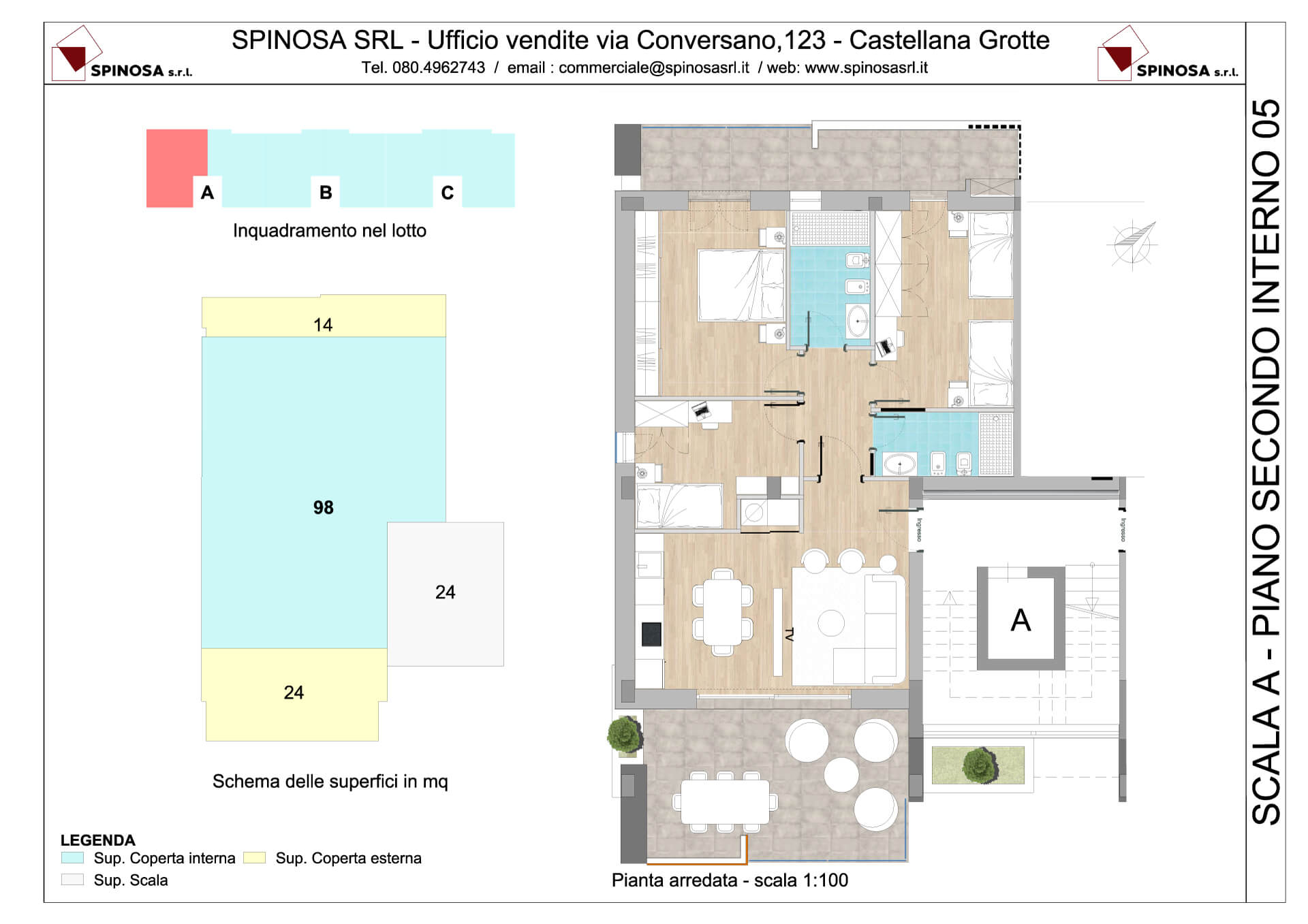 Secondo Piano - Scala A - residence Habitat a Monopoli - zona San Marco - Esempio di disposizione Appartamenti classe A4+ - Spinosa srl