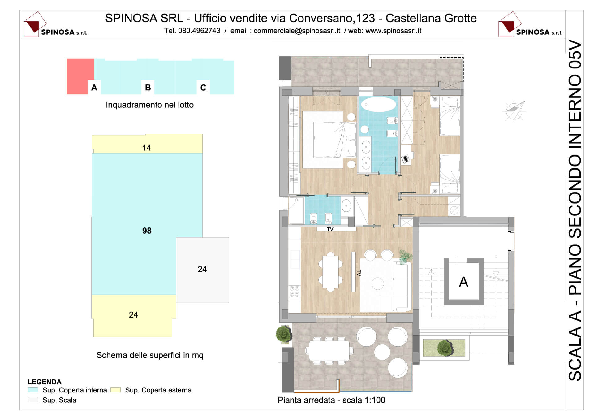 Secondo Piano - Scala A - residence Habitat a Monopoli - zona San Marco - Esempio di disposizione Appartamenti classe A4+ - Spinosa srl