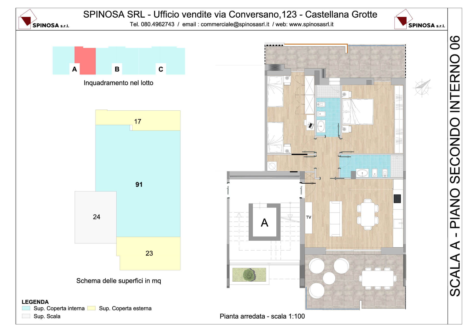 Secondo Piano - Scala A - residence Habitat a Monopoli - zona San Marco - Esempio di disposizione Appartamenti classe A4+ - Spinosa srl