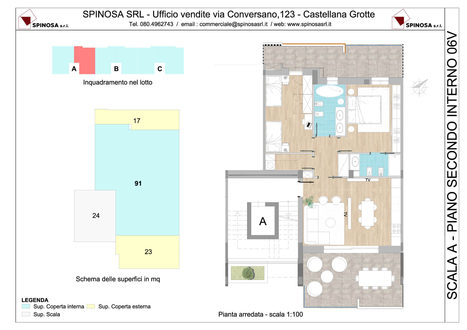 Secondo Piano - Scala A - residence Habitat a Monopoli - zona San Marco - Esempio di disposizione Appartamenti classe A4+ - Spinosa srl