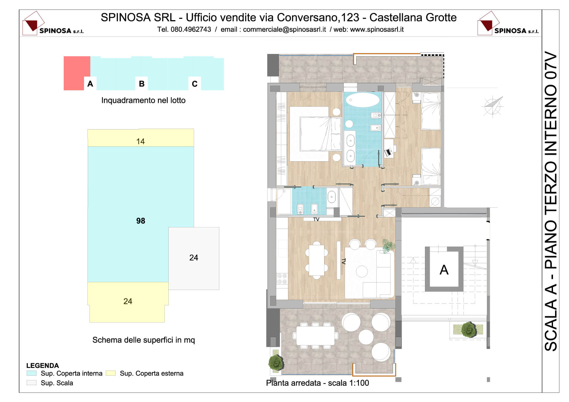 Terzo Piano - Scala A - residence Habitat a Monopoli - zona San Marco - Esempio di disposizione Appartamenti classe A4+ - Spinosa srl