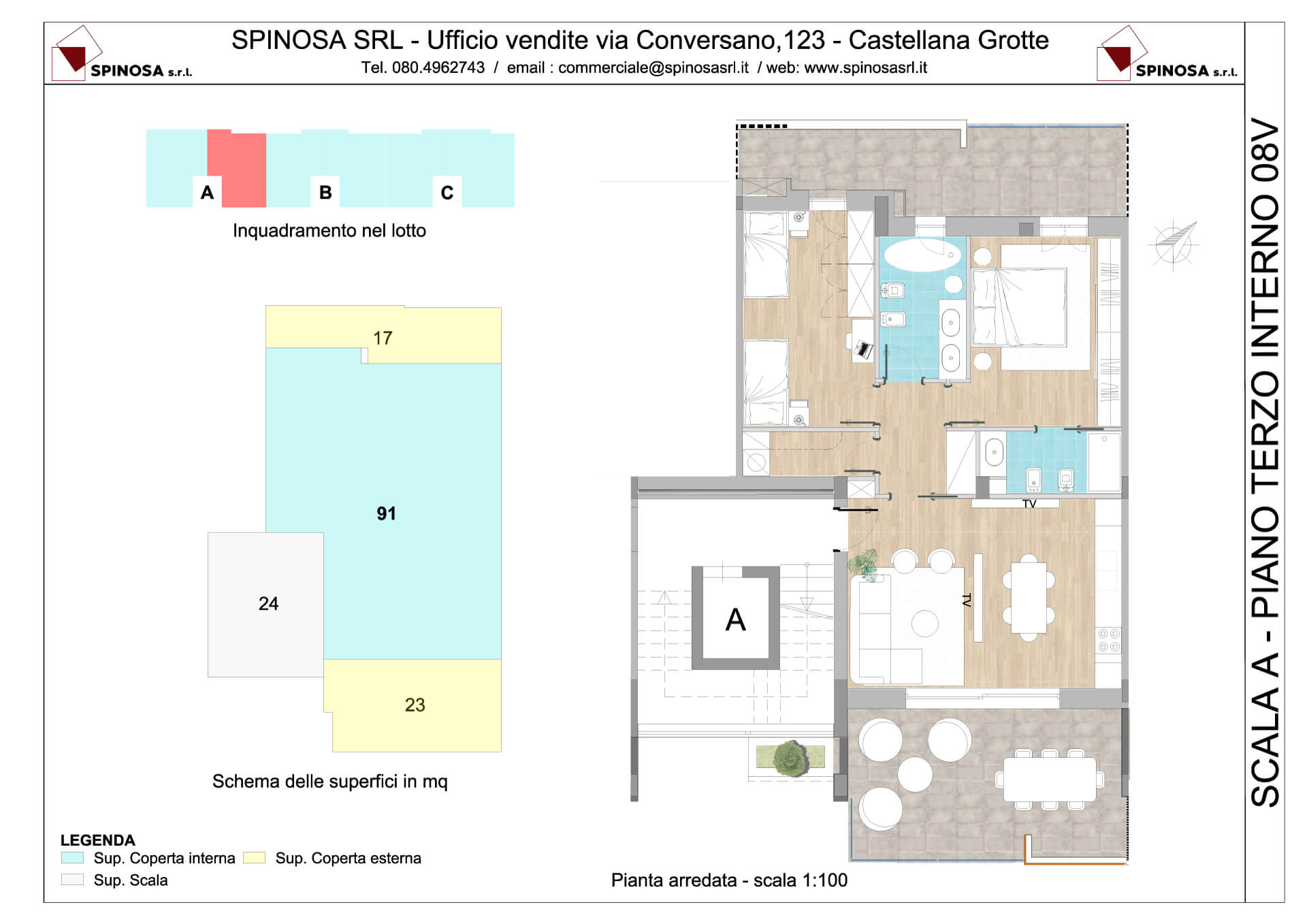 Terzo Piano - Scala A - residence Habitat a Monopoli - zona San Marco - Esempio di disposizione Appartamenti classe A4+ - Spinosa srl