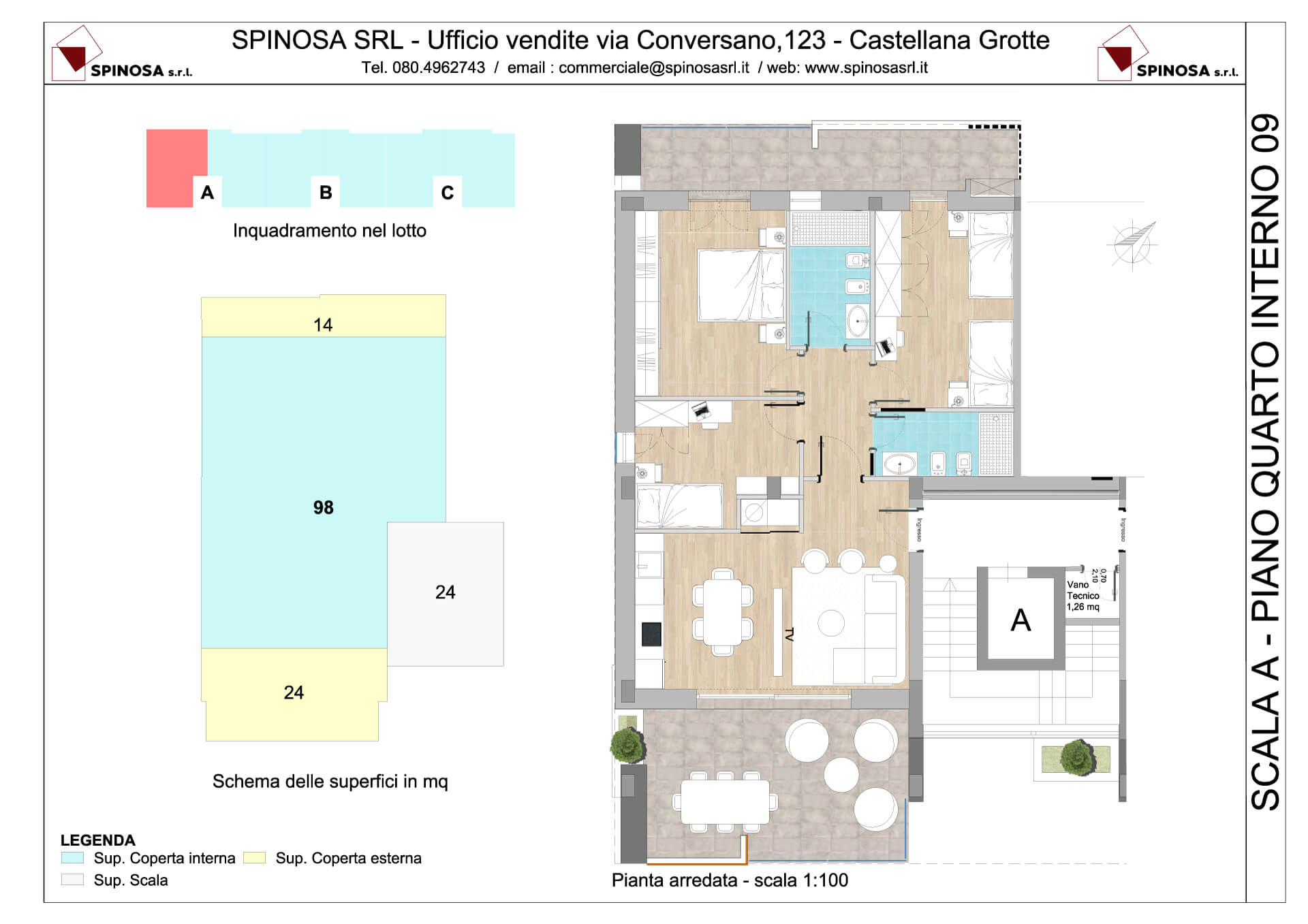 Quarto Piano - Scala A - residence Habitat a Monopoli - zona San Marco - Esempio di disposizione Appartamenti classe A4+ - Spinosa srl