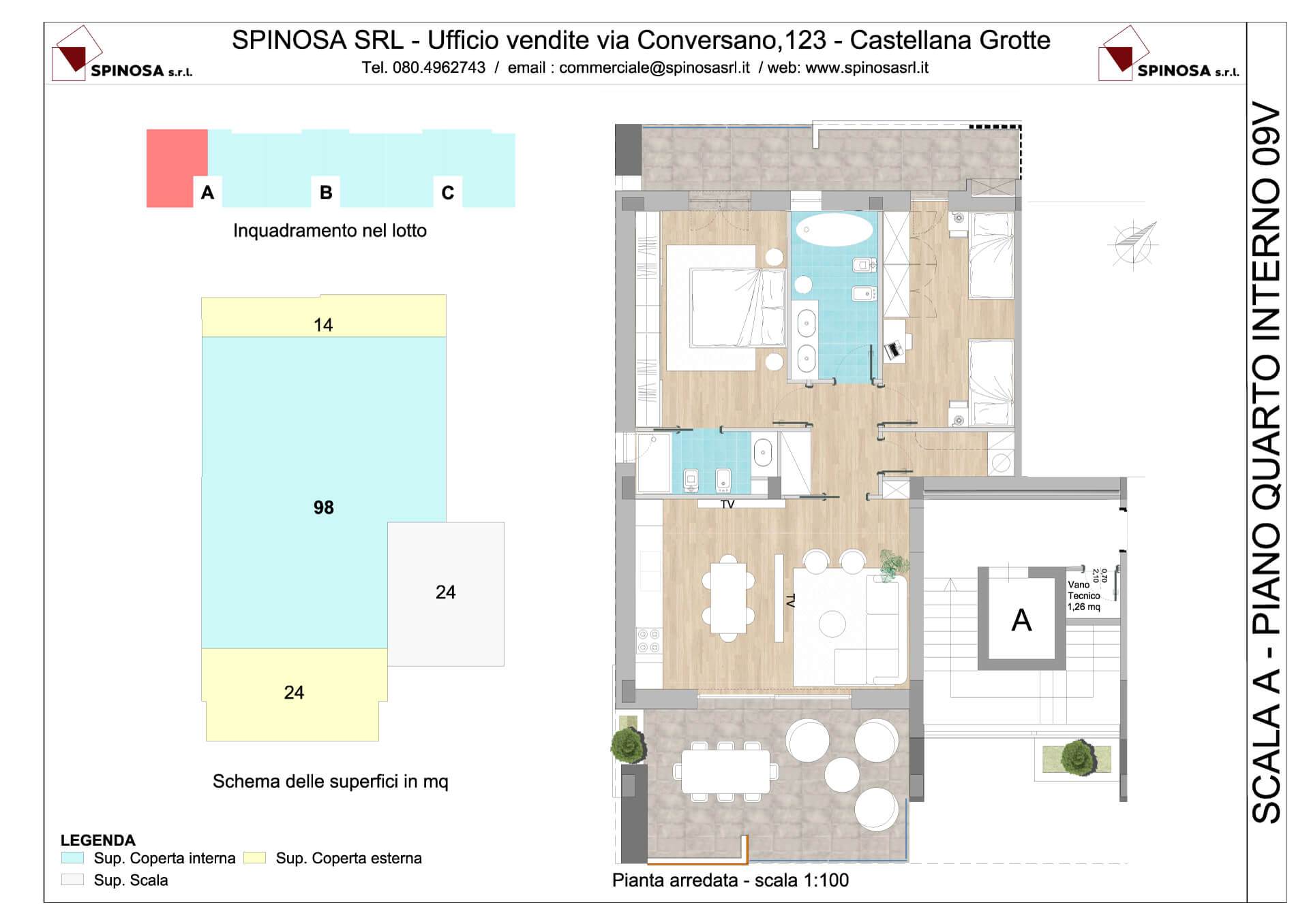Quarto Piano - Scala A - residence Habitat a Monopoli - zona San Marco - Esempio di disposizione Appartamenti classe A4+ - Spinosa srl