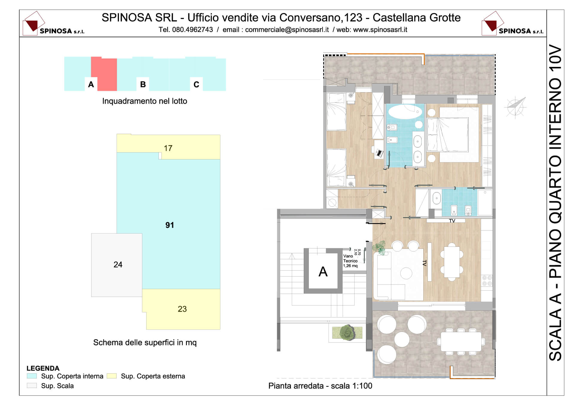 Quarto Piano - Scala A - residence Habitat a Monopoli - zona San Marco - Esempio di disposizione Appartamenti classe A4+ - Spinosa srl