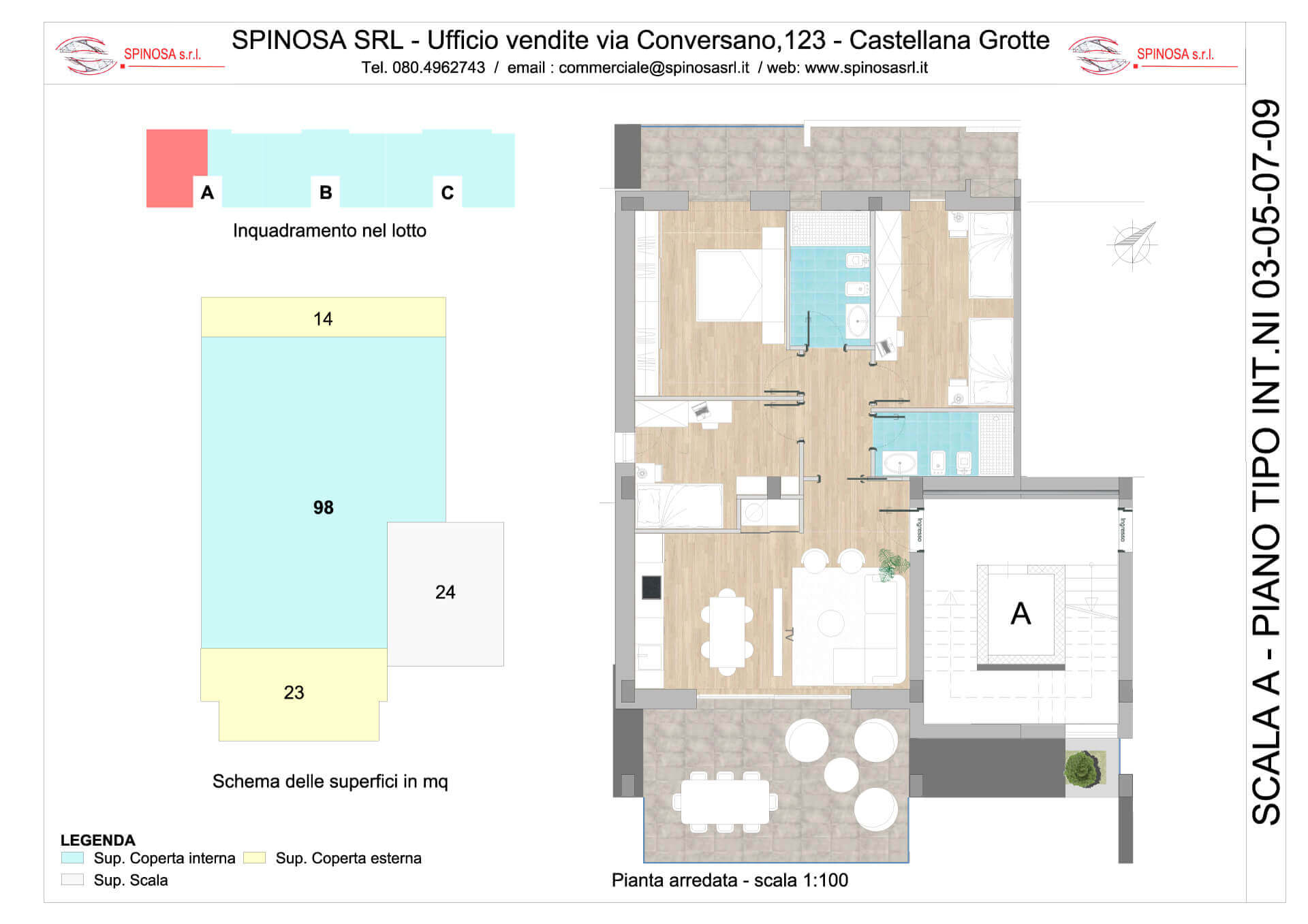 Primo Piano - Scala A - residence Habitat a Monopoli - zona San Marco - Esempio di disposizione Appartamenti classe A4+ - Spinosa srl