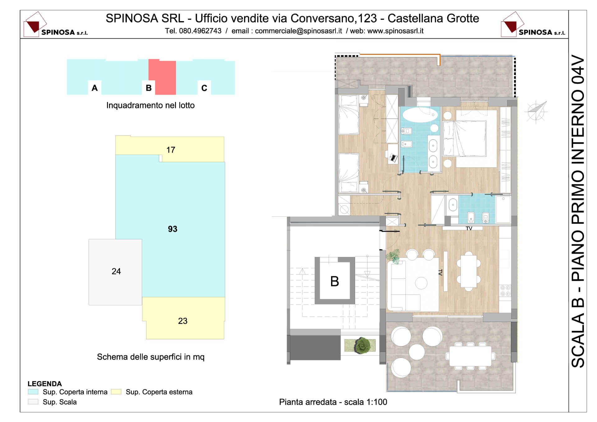 Primo Piano - Scala B - residence Habitat a Monopoli - zona San Marco - Esempio di disposizione Appartamenti classe A4+ - Spinosa srl