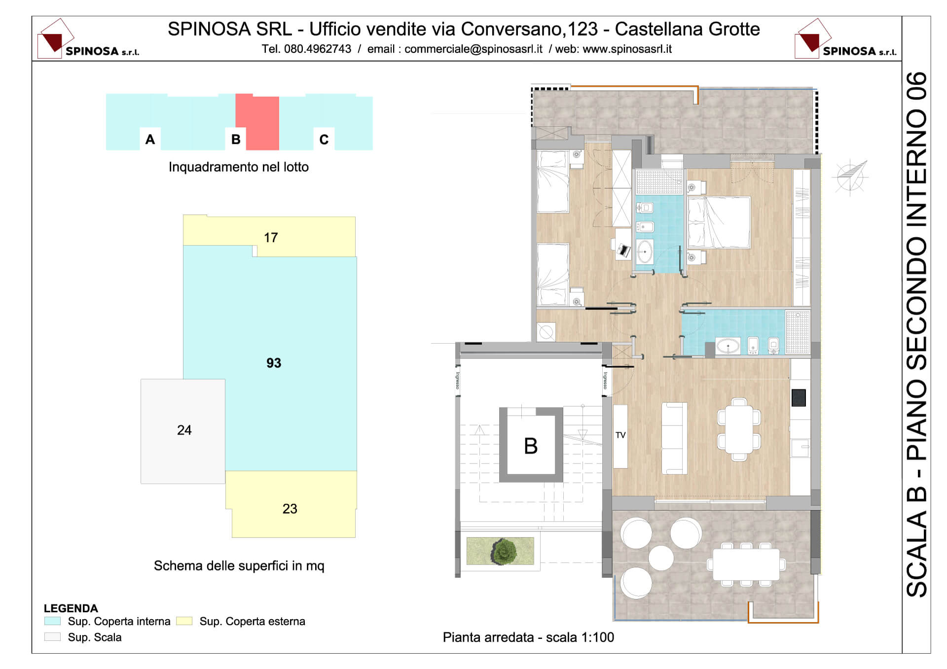 Secondo Piano - Scala B - residence Habitat a Monopoli - zona San Marco - Esempio di disposizione Appartamenti classe A4+ - Spinosa srl