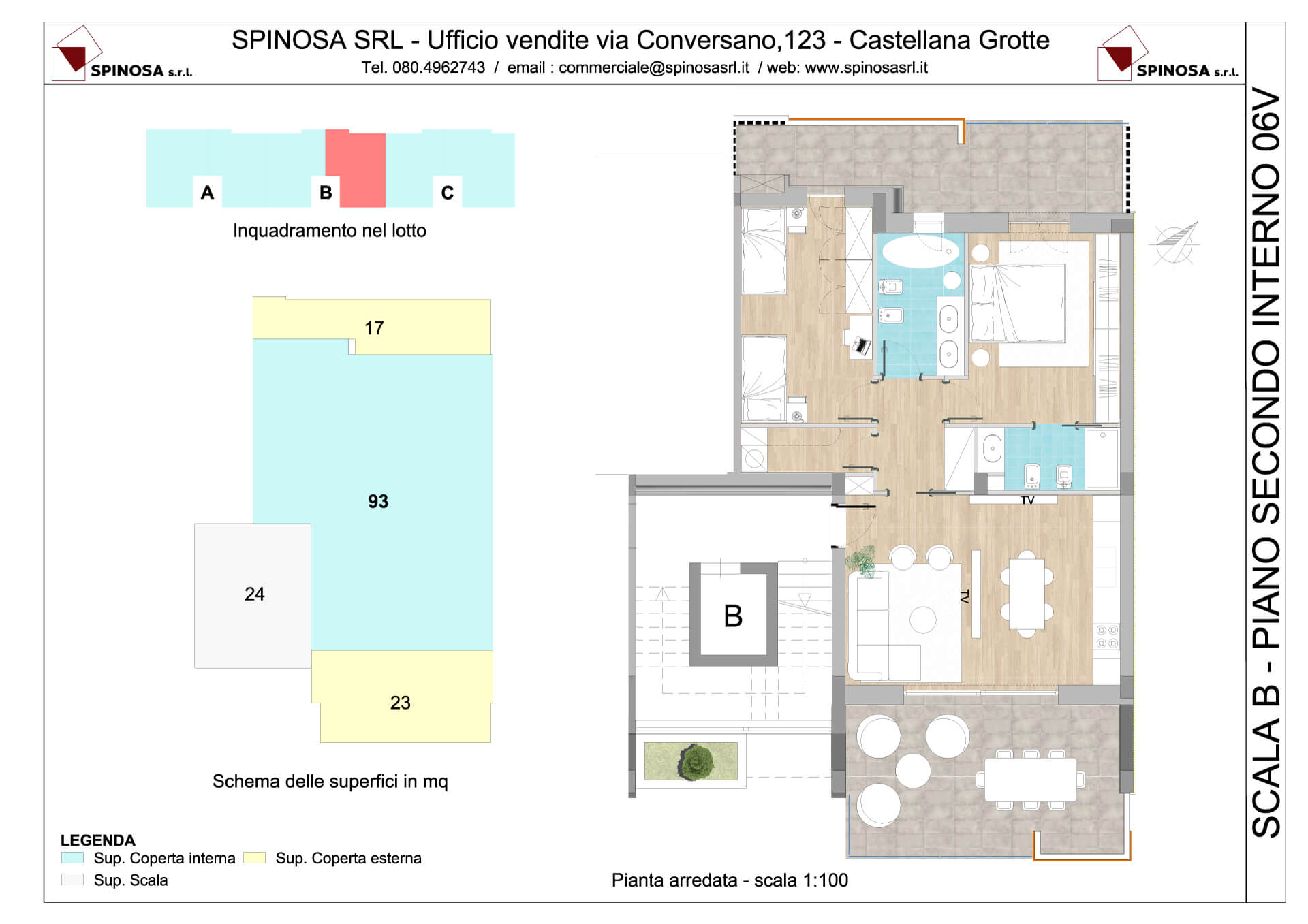 Secondo Piano - Scala B - residence Habitat a Monopoli - zona San Marco - Esempio di disposizione Appartamenti classe A4+ - Spinosa srl