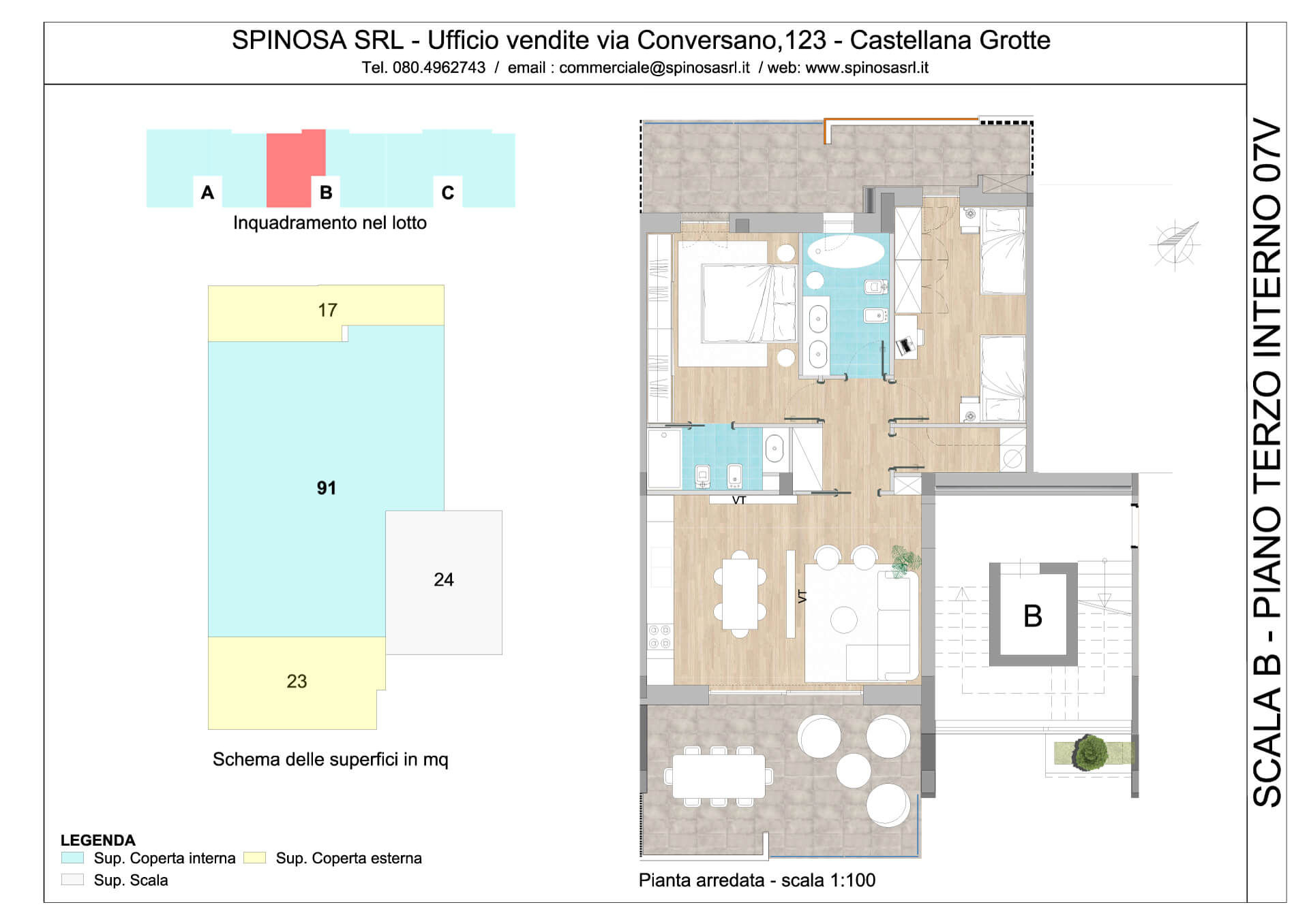 Terzo Piano - Scala B - residence Habitat a Monopoli - zona San Marco - Esempio di disposizione Appartamenti classe A4+ - Spinosa srl