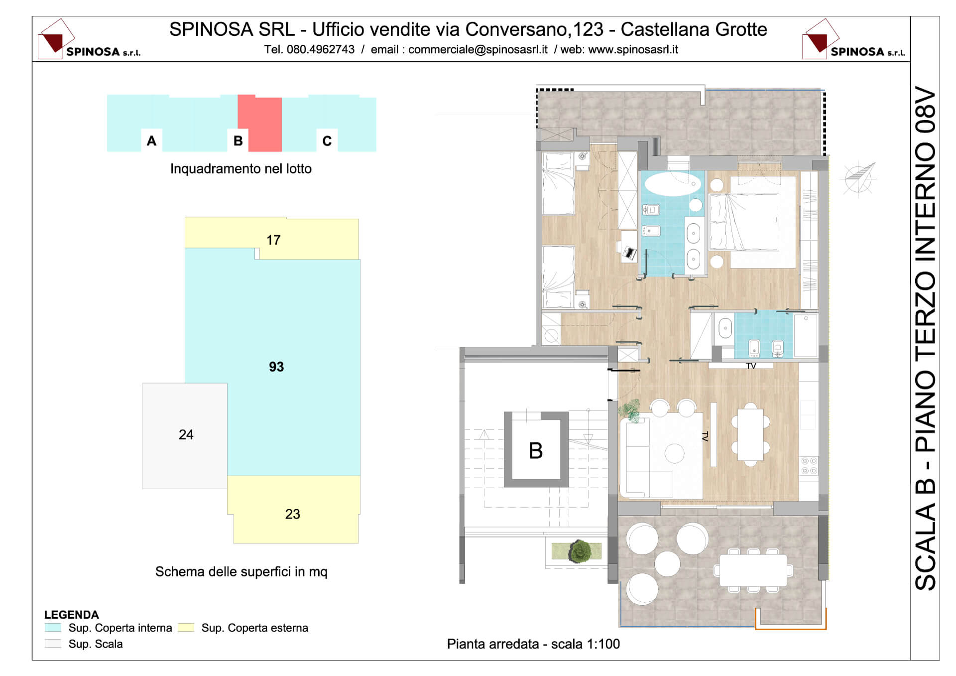 Terzo Piano - Scala B - residence Habitat a Monopoli - zona San Marco - Esempio di disposizione Appartamenti classe A4+ - Spinosa srl