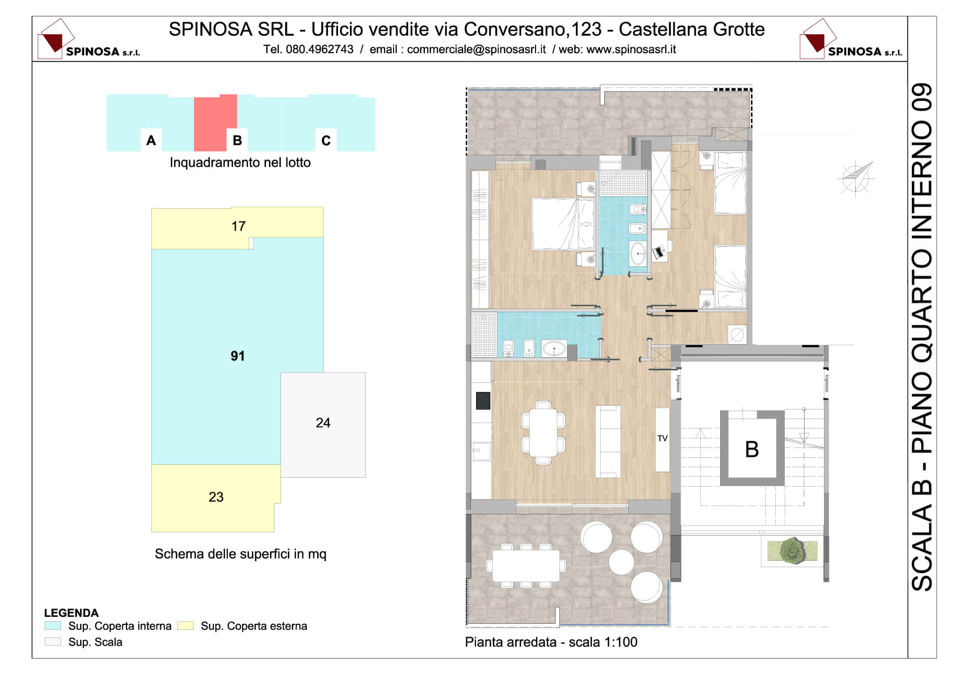 Quarto Piano - Scala B - residence Habitat a Monopoli - zona San Marco - Esempio di disposizione Appartamenti classe A4+ - Spinosa srl