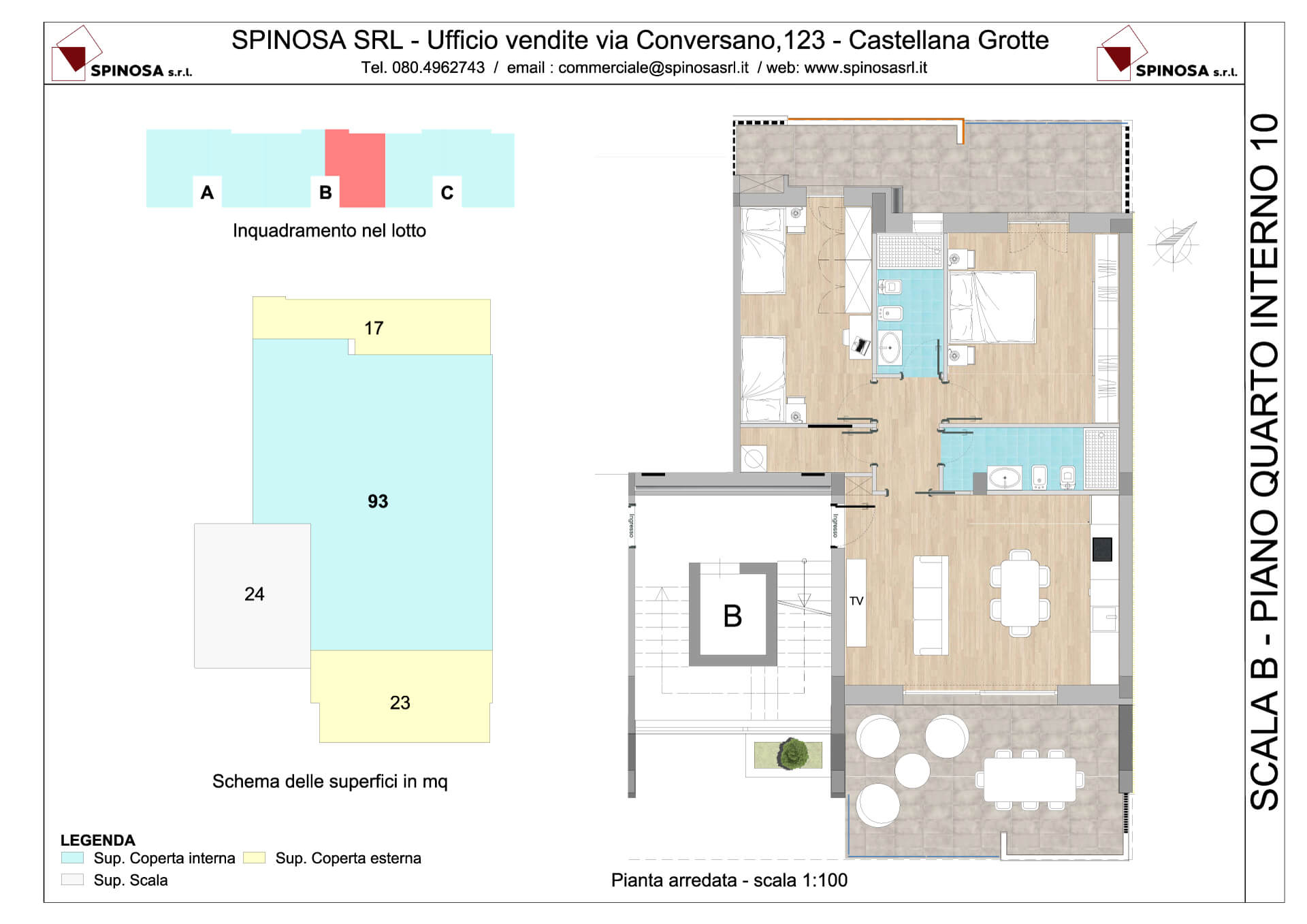 Quarto Piano - Scala B - residence Habitat a Monopoli - zona San Marco - Esempio di disposizione Appartamenti classe A4+ - Spinosa srl