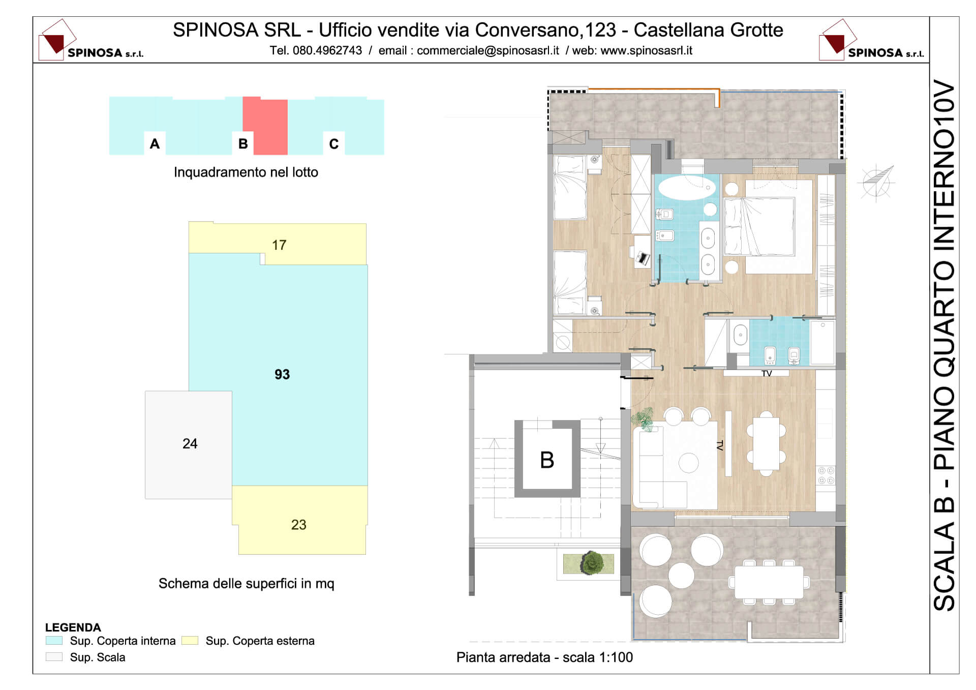 Quarto Piano - Scala B - residence Habitat a Monopoli - zona San Marco - Esempio di disposizione Appartamenti classe A4+ - Spinosa srl