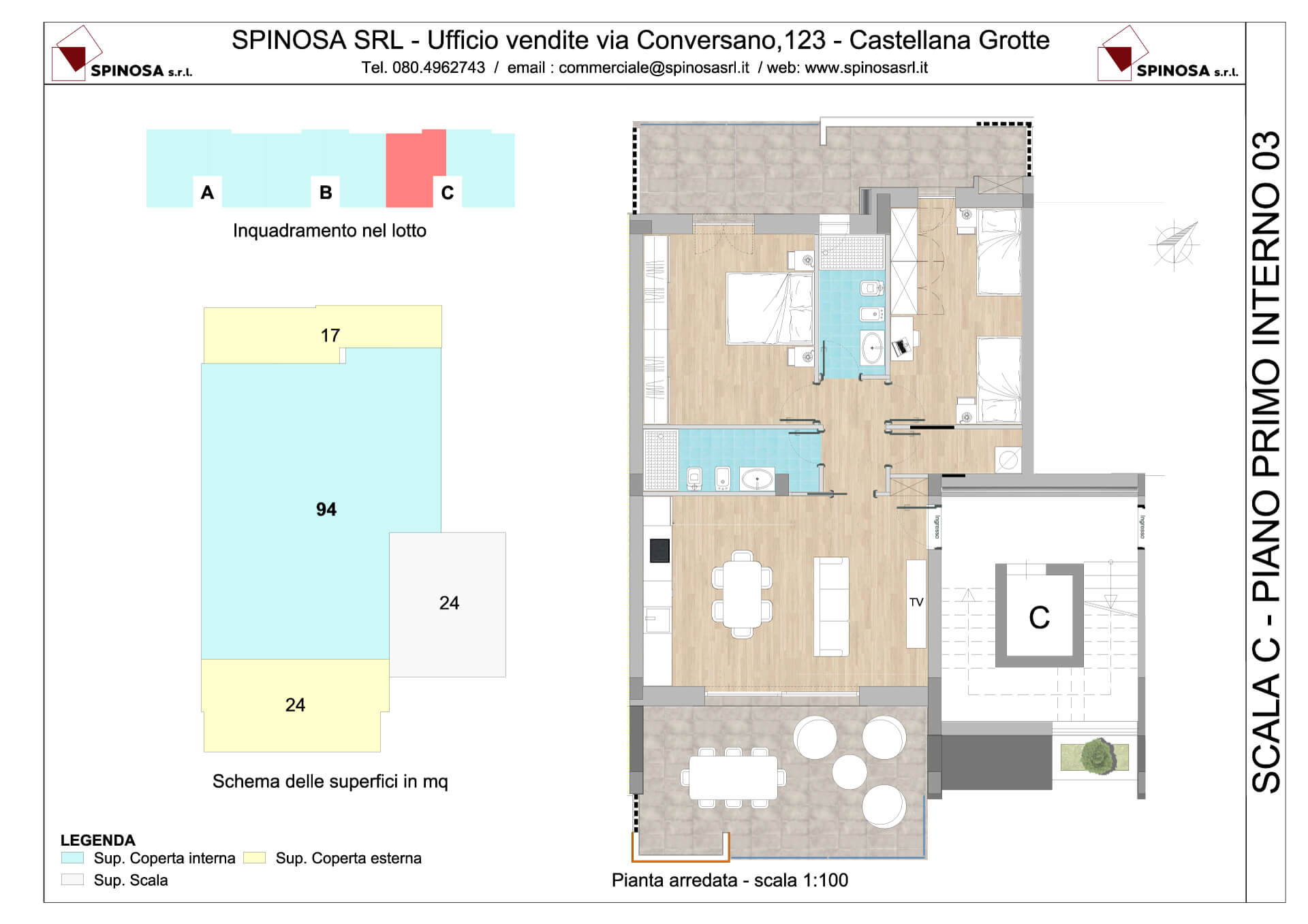 Primo Piano - Scala C - residence Habitat a Monopoli - zona San Marco - Esempio di disposizione Appartamenti classe A4+ - Spinosa srl
