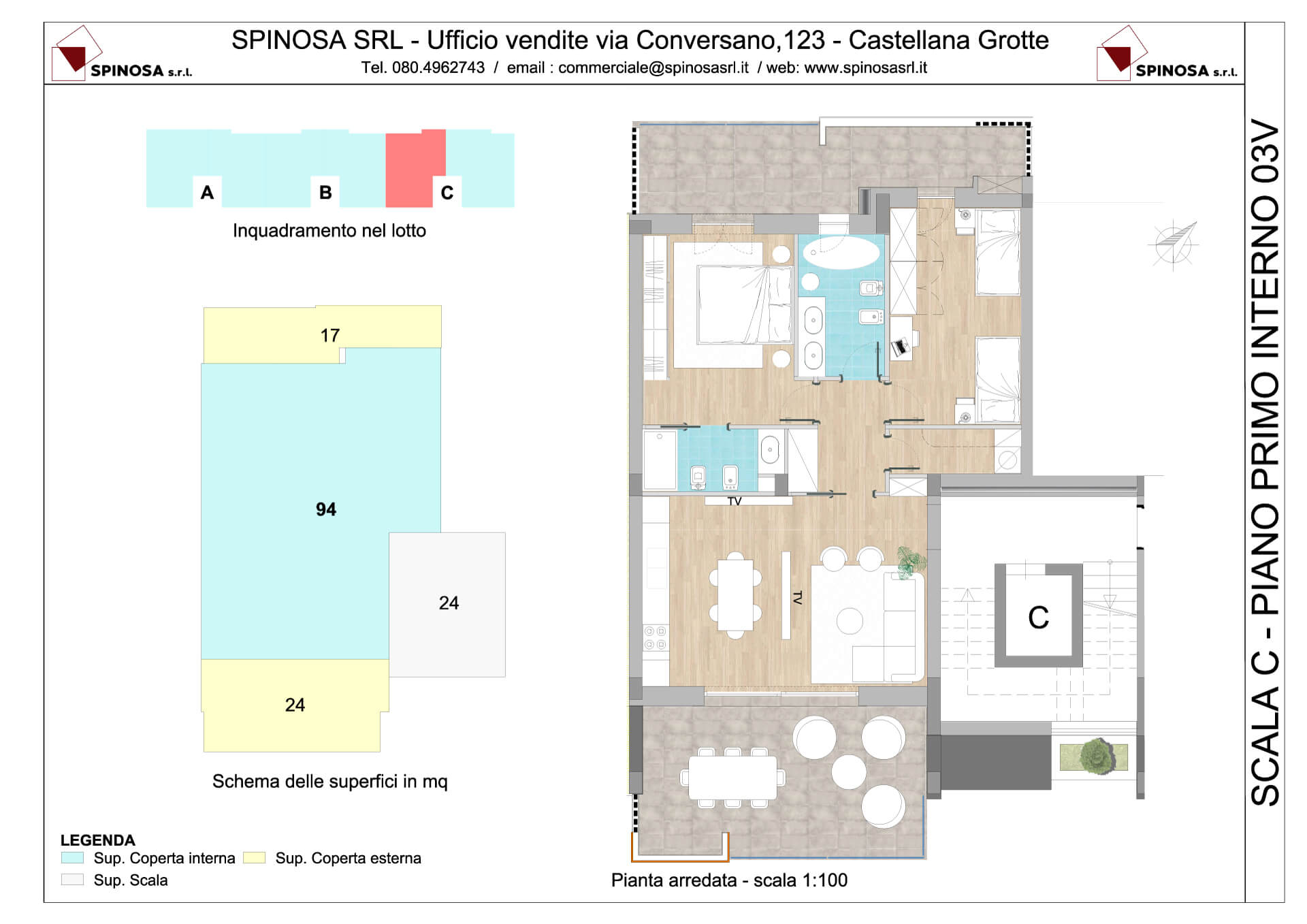 Primo Piano - Scala C - residence Habitat a Monopoli - zona San Marco - Esempio di disposizione Appartamenti classe A4+ - Spinosa srl