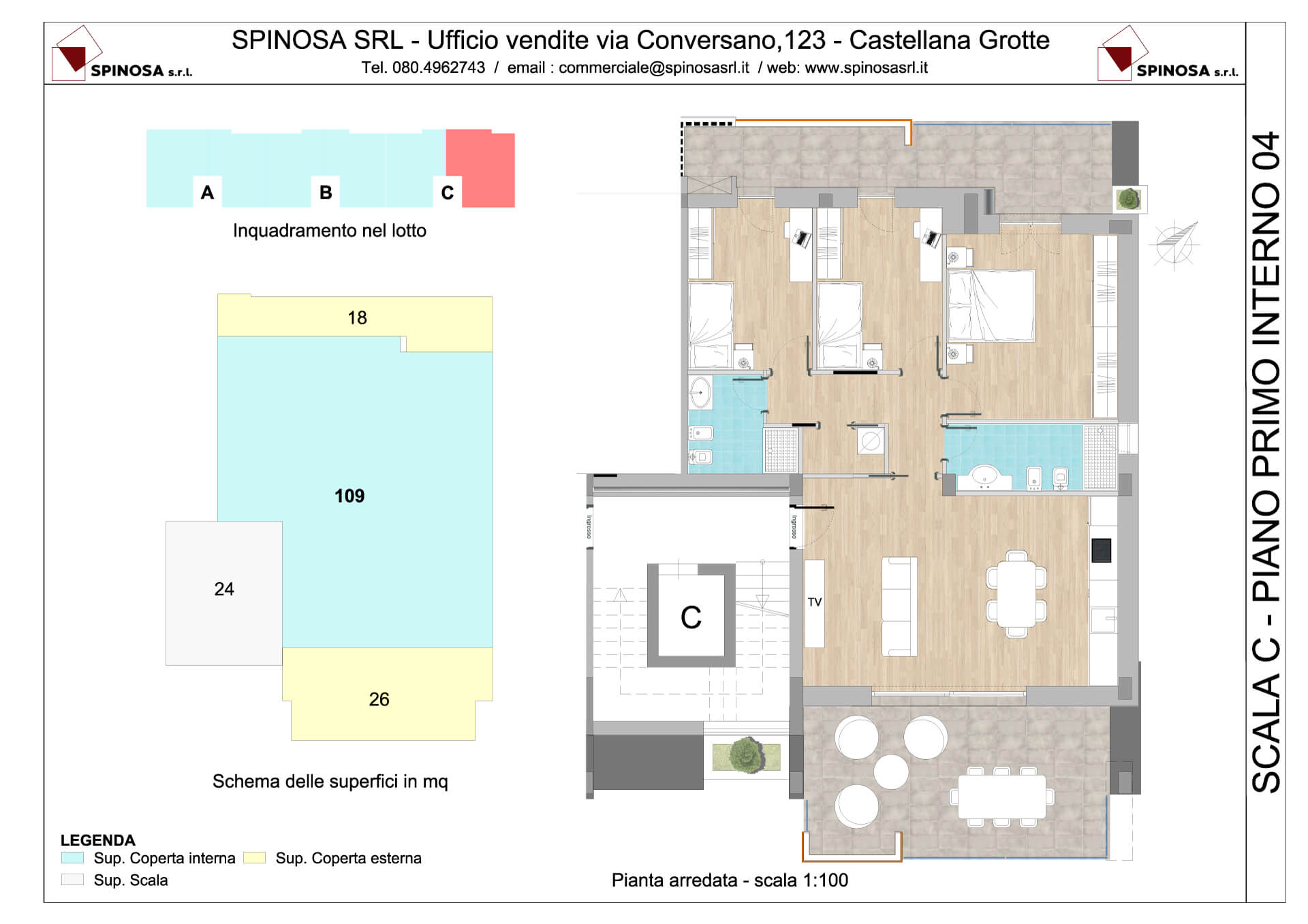 Primo Piano - Scala C - residence Habitat a Monopoli - zona San Marco - Esempio di disposizione Appartamenti classe A4+ - Spinosa srl