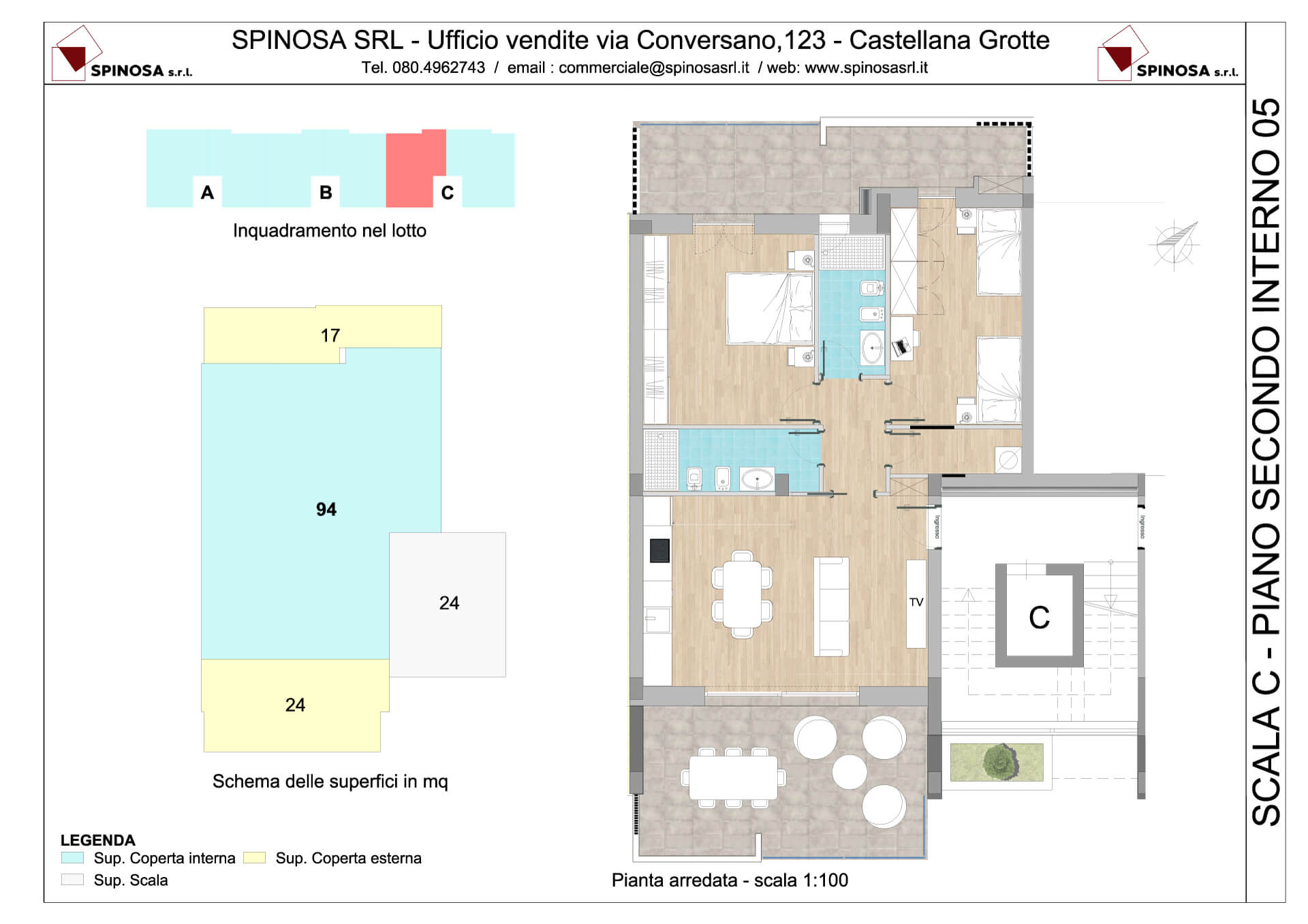 Secondo Piano - Scala C - residence Habitat a Monopoli - zona San Marco - Esempio di disposizione Appartamenti classe A4+ - Spinosa srl