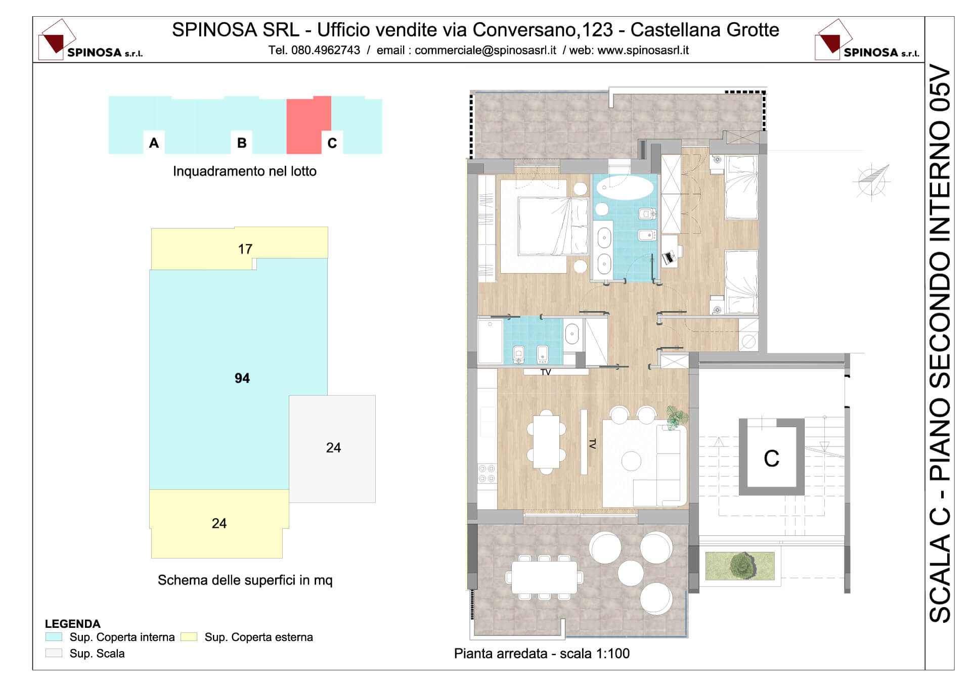 Secondo Piano - Scala C - residence Habitat a Monopoli - zona San Marco - Esempio di disposizione Appartamenti classe A4+ - Spinosa srl