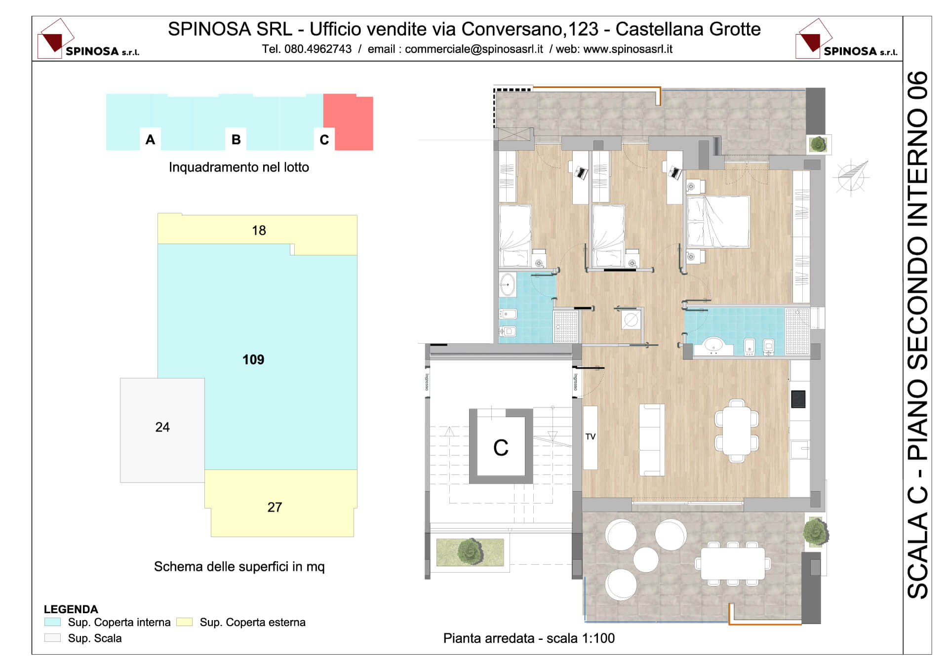Secondo Piano - Scala C - residence Habitat a Monopoli - zona San Marco - Esempio di disposizione Appartamenti classe A4+ - Spinosa srl