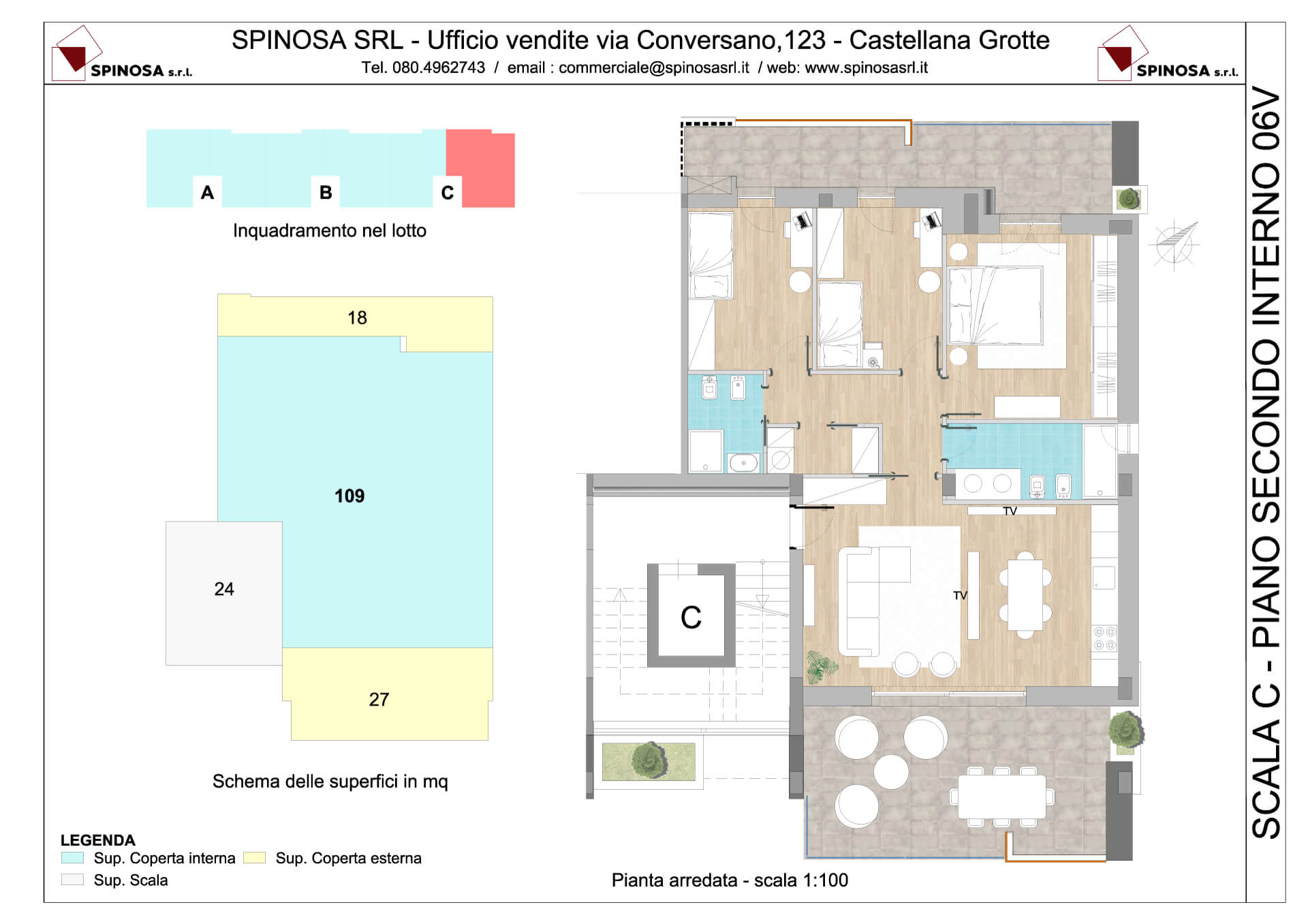 Secondo Piano - Scala C - residence Habitat a Monopoli - zona San Marco - Esempio di disposizione Appartamenti classe A4+ - Spinosa srl