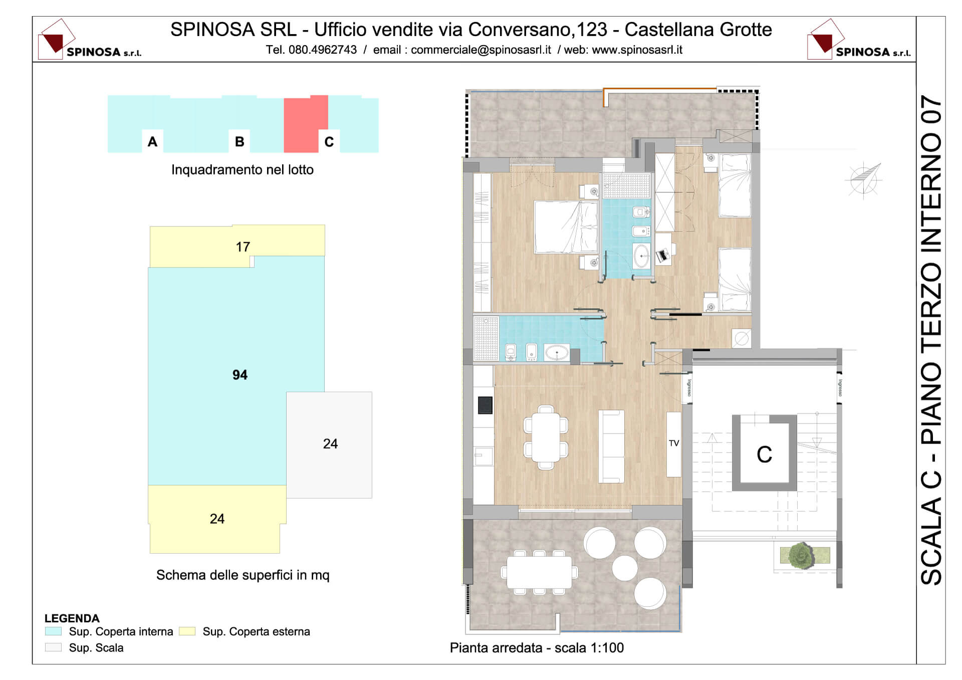 Terzo Piano - Scala C - residence Habitat a Monopoli - zona San Marco - Esempio di disposizione Appartamenti classe A4+ - Spinosa srl