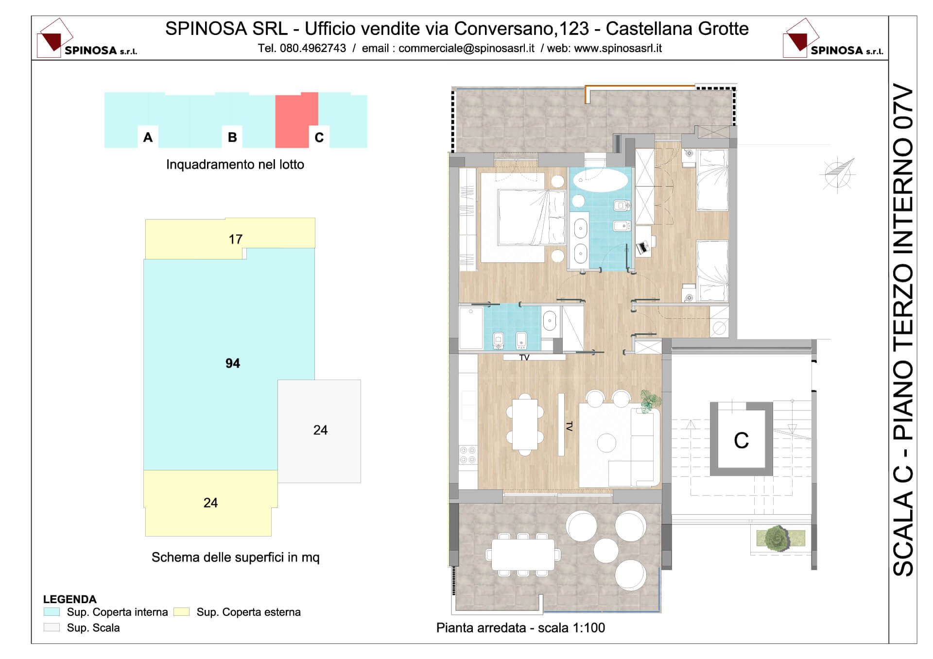 Terzo Piano - Scala C - residence Habitat a Monopoli - zona San Marco - Esempio di disposizione Appartamenti classe A4+ - Spinosa srl