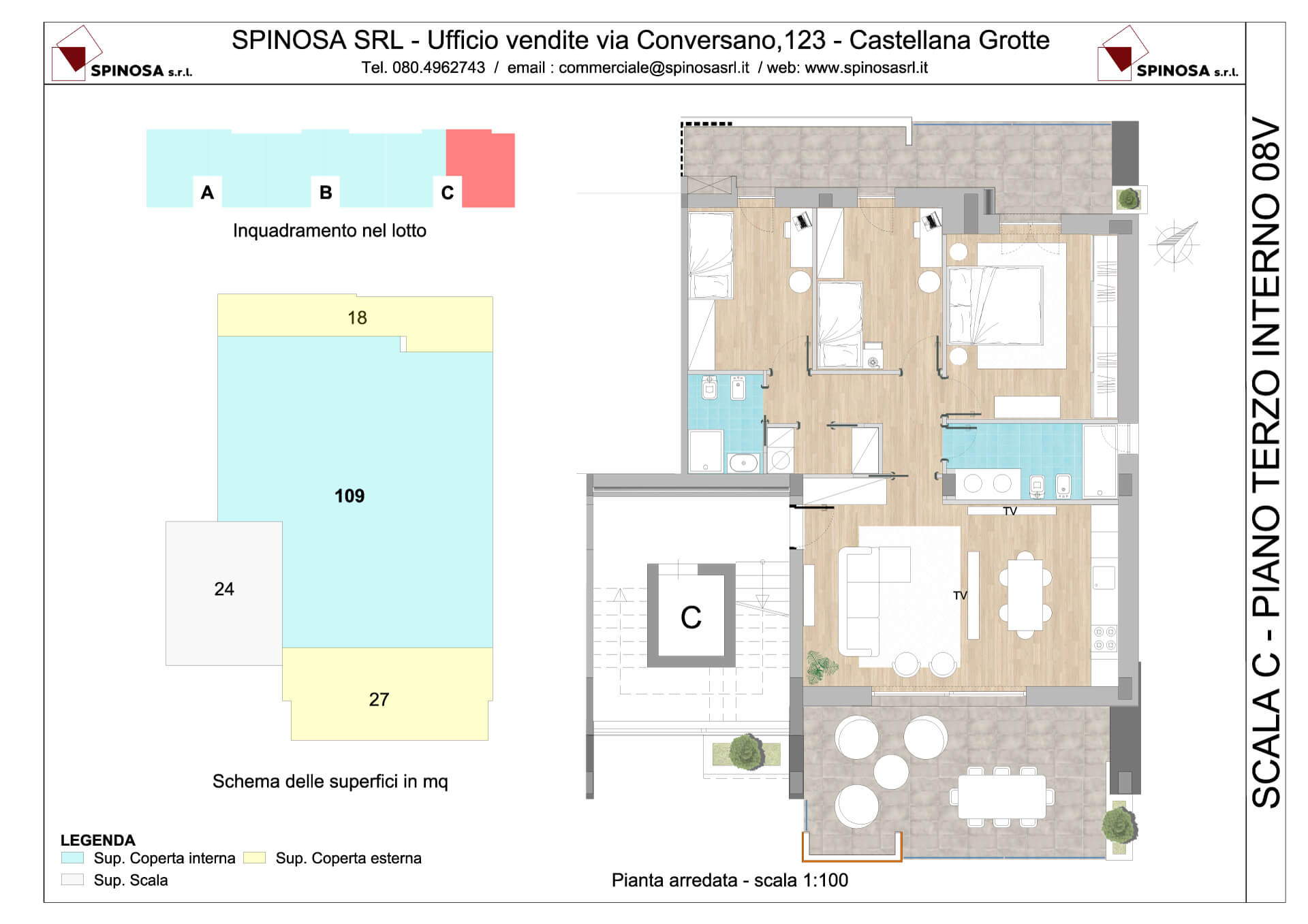 Terzo Piano - Scala C - residence Habitat a Monopoli - zona San Marco - Esempio di disposizione Appartamenti classe A4+ - Spinosa srl