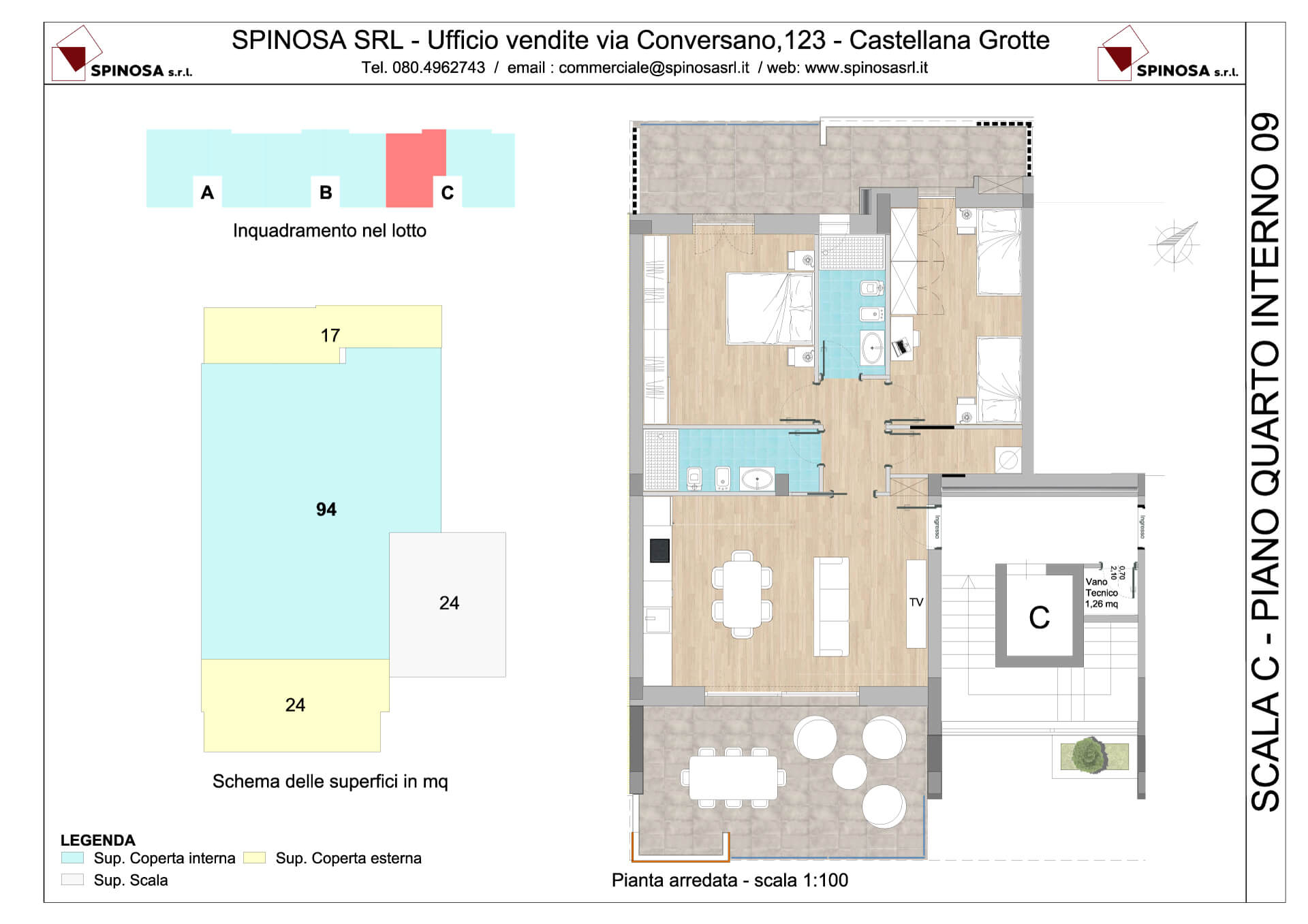 Quarto Piano - Scala C - residence Habitat a Monopoli - zona San Marco - Esempio di disposizione Appartamenti classe A4+ - Spinosa srl