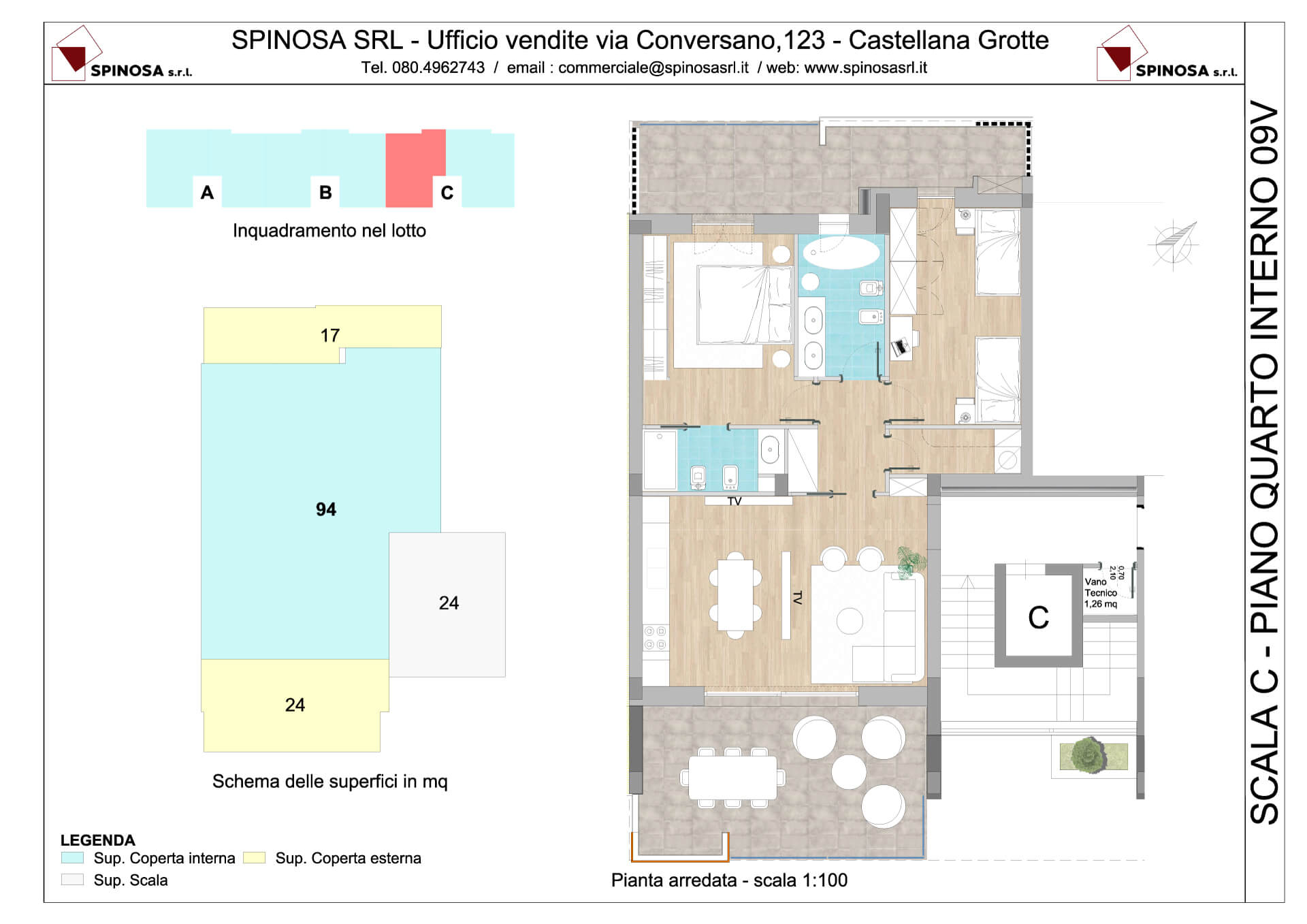 Quarto Piano - Scala C - residence Habitat a Monopoli - zona San Marco - Esempio di disposizione Appartamenti classe A4+ - Spinosa srl