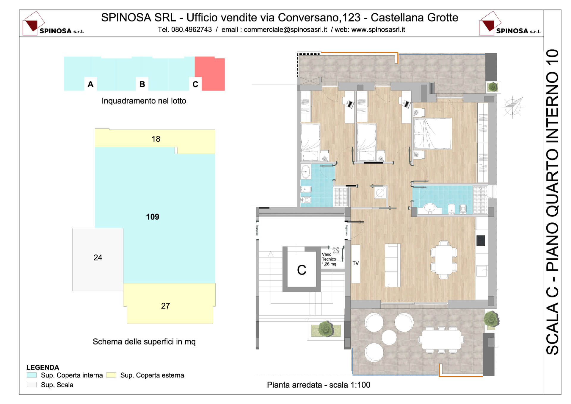 Quarto Piano - Scala C - residence Habitat a Monopoli - zona San Marco - Esempio di disposizione Appartamenti classe A4+ - Spinosa srl