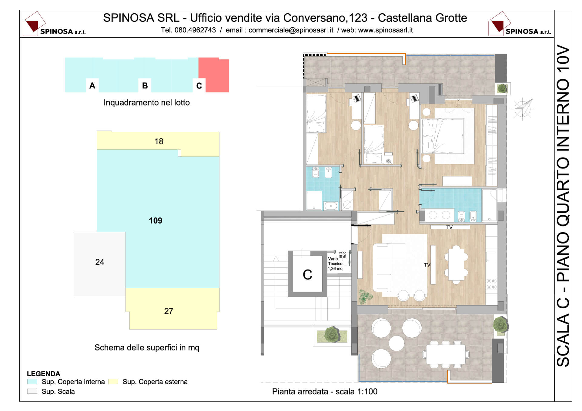 Quarto Piano - Scala C - residence Habitat a Monopoli - zona San Marco - Esempio di disposizione Appartamenti classe A4+ - Spinosa srl
